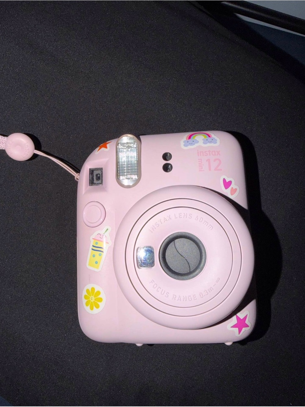 Fujifilm Instax Mini 12 Pastel Pink Instant Camera with Cute Stickers